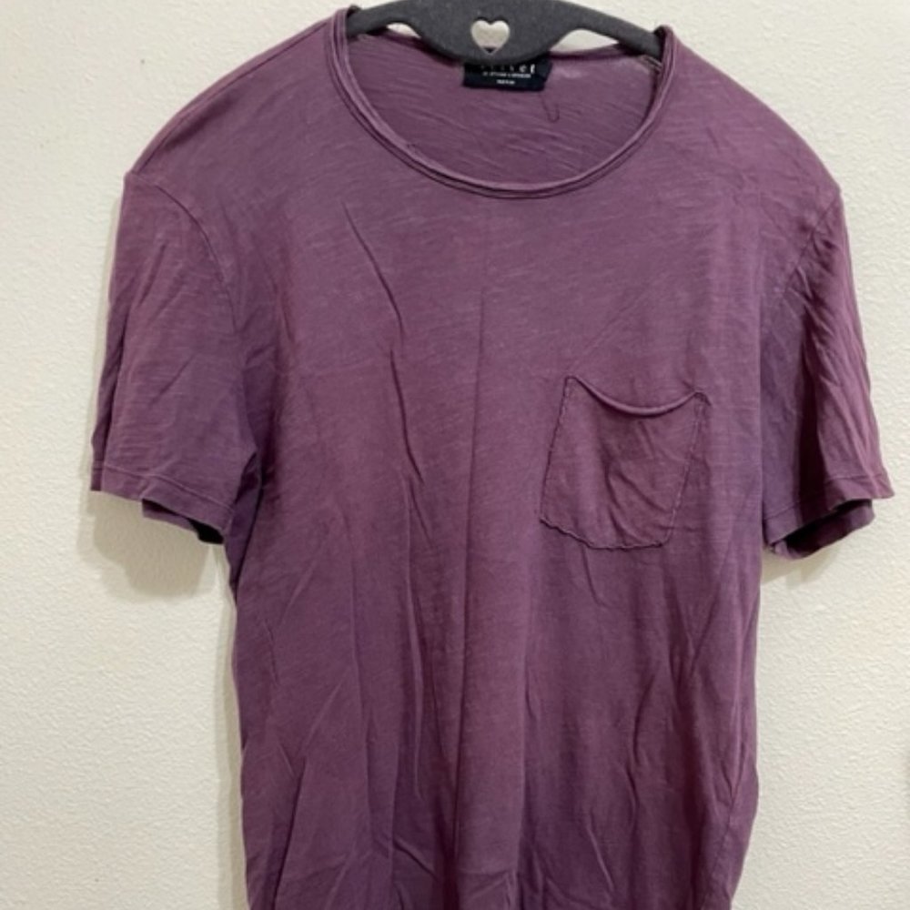 velvet by graham spencer tee S plum cotton light wear front pocket relaxed fit